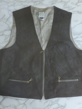 Vintage R&R Rest & Relaxation Genuine Suede Leather Vest - Black - SZ L (42-44)